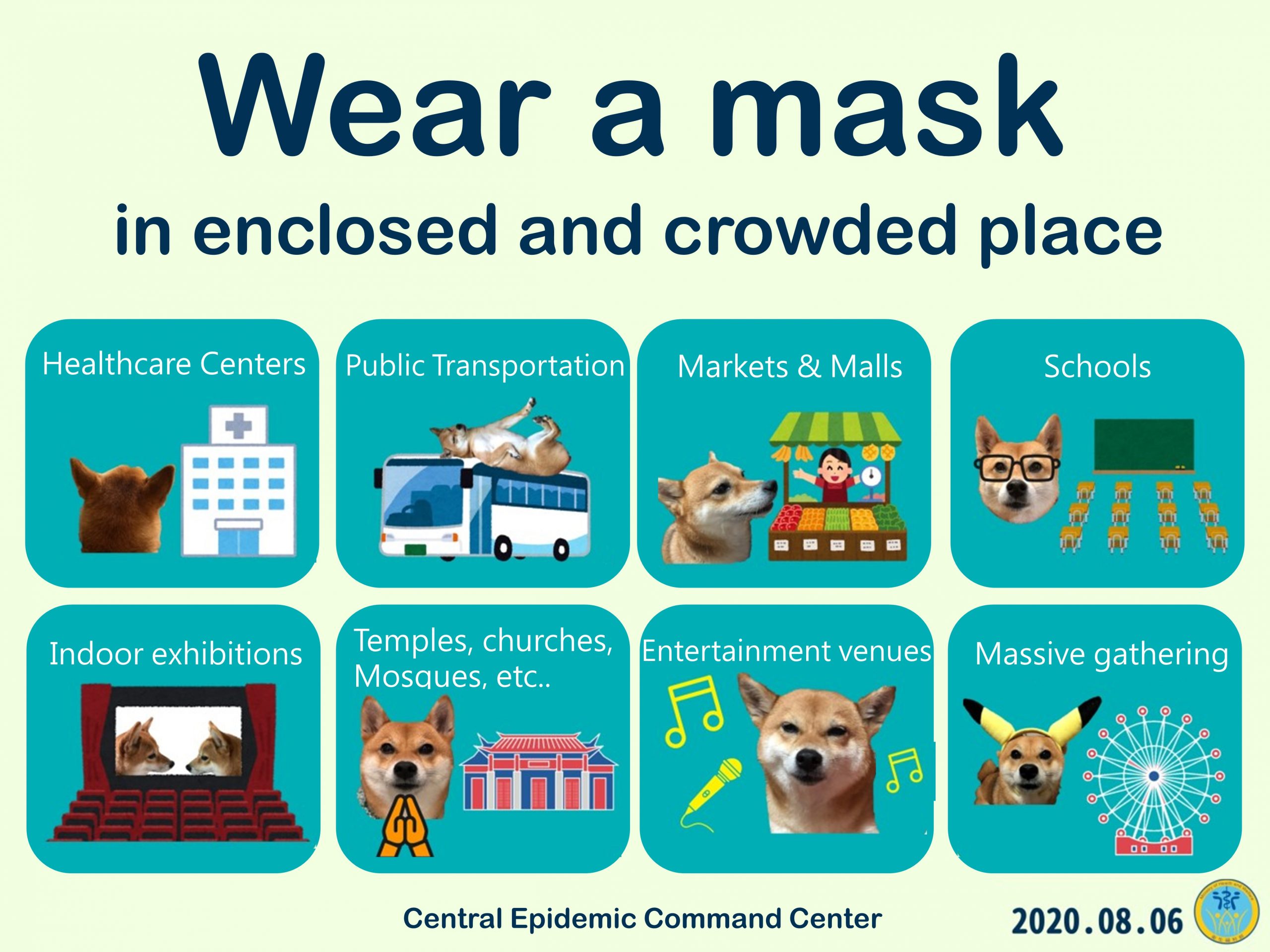 【COVID-19】Wear a mask in enclosed and crowded place